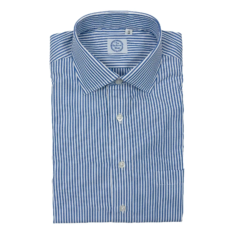 Smart Wear Dark Blue Stripe Spread Collar Dress Shirt