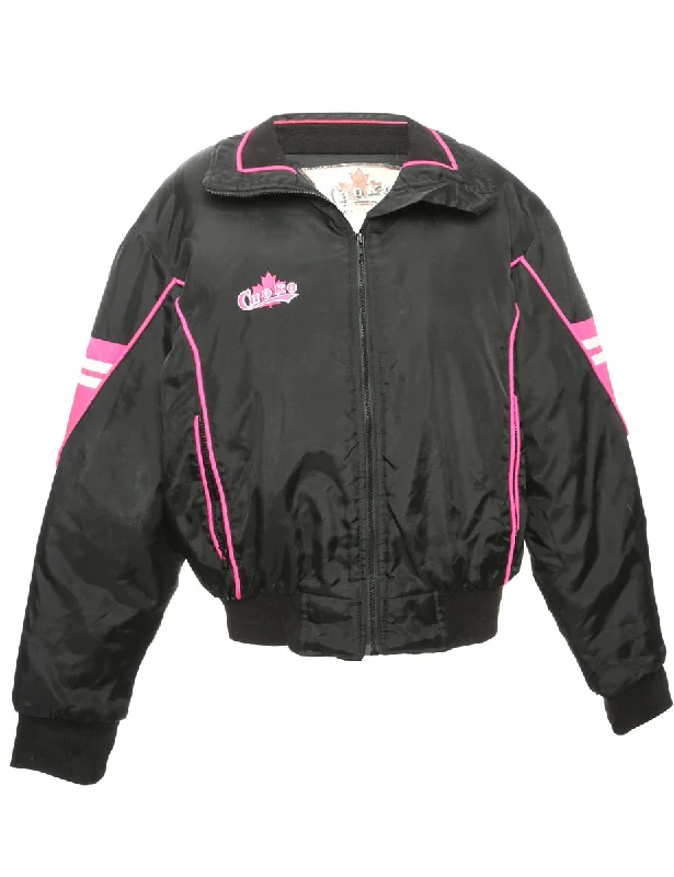 Casual Outfit Black & Purple Contrast Ski Jacket - L