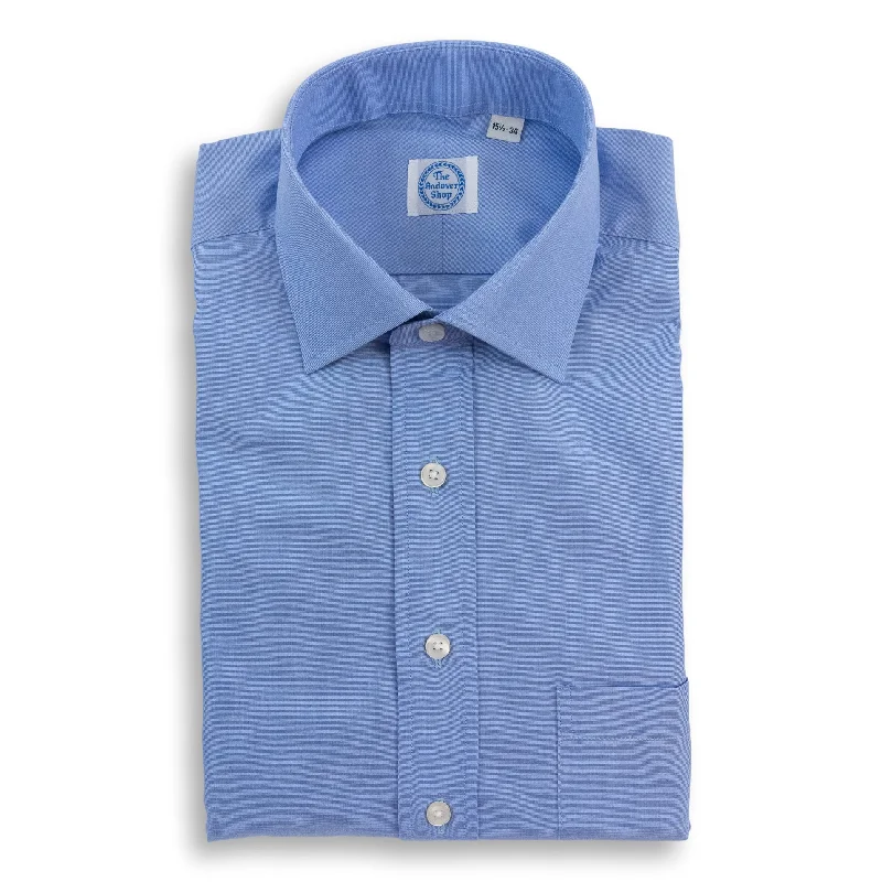 Casual Essentials Blue End-on-End Spread Collar Dress Shirt