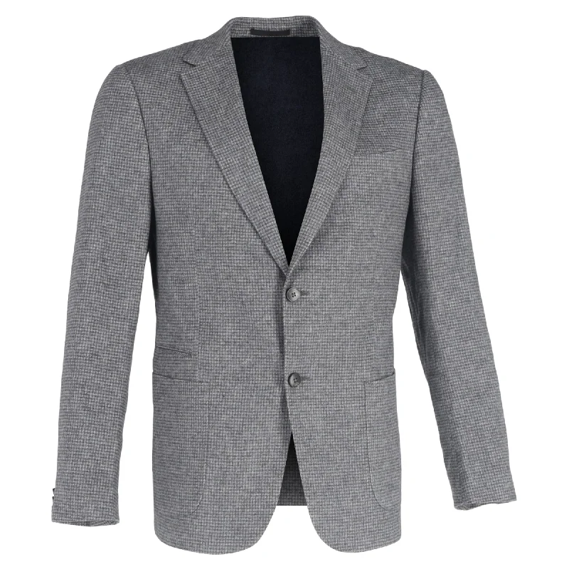 Comfy Apparel Ermenegildo Zegna Micro Houndstooth Single-Breasted Blazer in Grey Wool