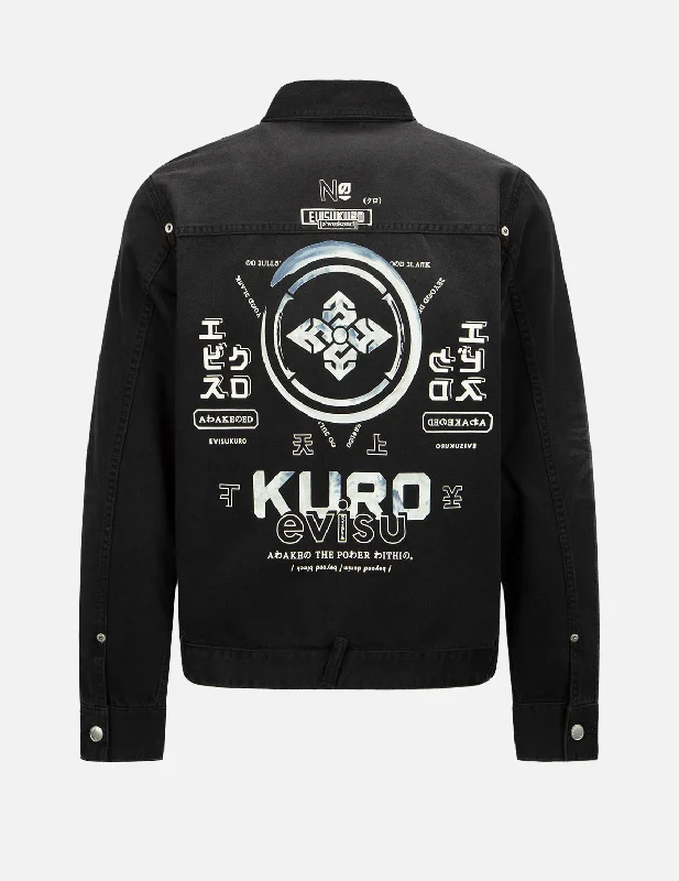 Sports Pants Brushed Kamon Print Denim Jacket