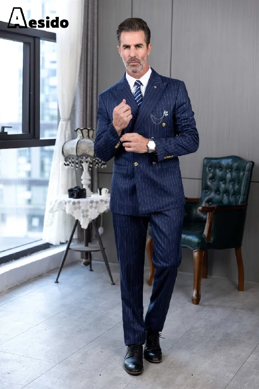 Versatile Outfits 2 Pieces Business Peak Lapel Men's Suit (Blazer+Pants)