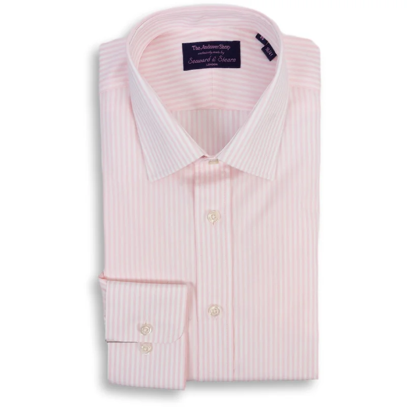 Trendy Apparel Pink Stripe Spread Collar Dress Shirt