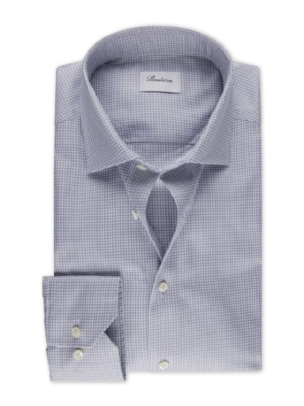 Easygoing Fashion Fitted Body Grey Houndstooth Oxford Shirt 602751 8617 303