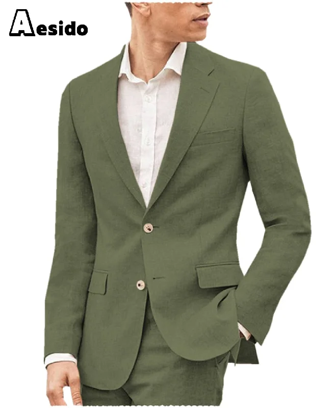 Casual Denim Men's Suit 2 Pieces Double Button Notch Lapel Jacket（Blazer+Pants）