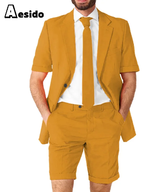 Easygoing Fashion Summer Notch Lapel Leisure Suit For Men (Blazer+Shorts)