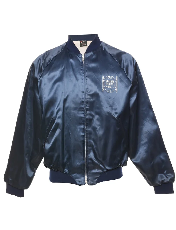 Sporty Look Nylon Bomber Jacket - L