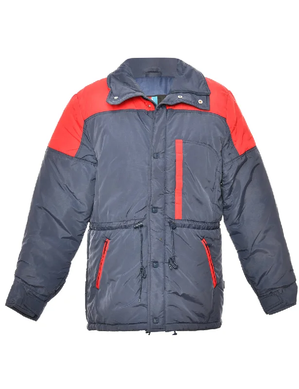 Cozy Fit Blue & Red Zip-Front White Stag Ski Jacket - L