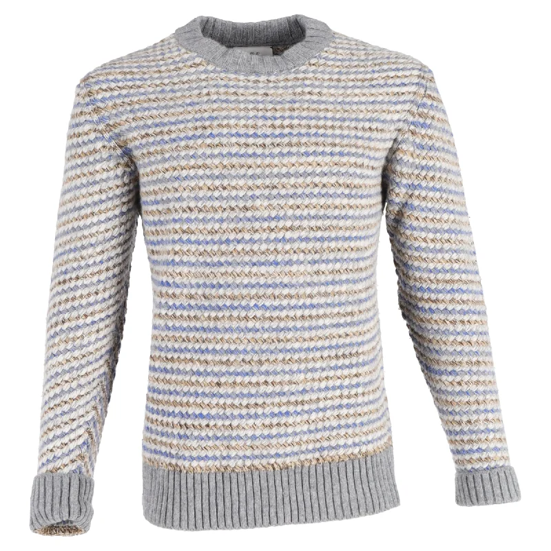 Casual Comfort Mr. P. Striped Jacquard Crewneck Sweater in Multicolor Merino Wool