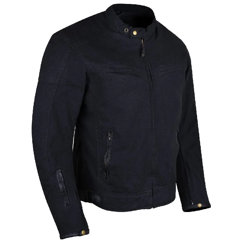 Relaxed Denim HMM1514B Enigma Men's Black Wax Cotton Scooter Jacket