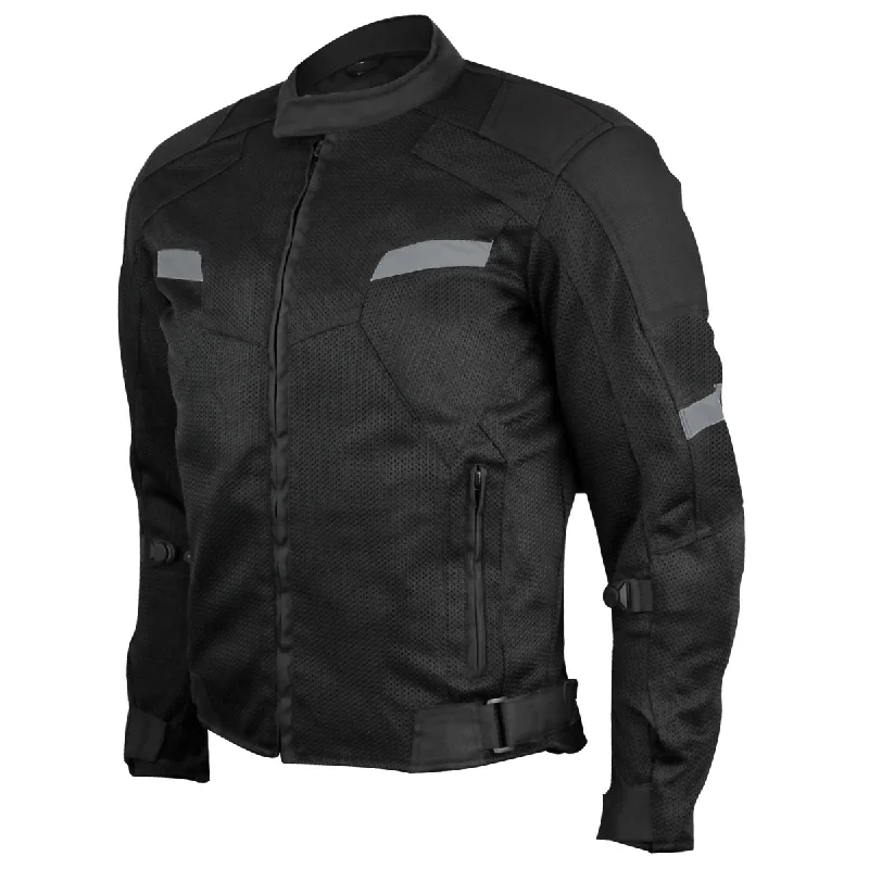 Versatile Wardrobe VL1622B Black Mesh Motorcycle Jacket with Insulated Liner and CE Armor