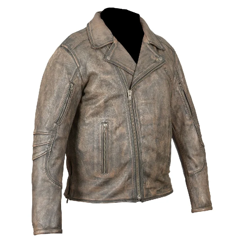 Comfy Jackets HMM517DB Men's Premium Leather Beltless Mcj W/dual Gun Pockets & Z/o Liner With Adjustable Collars For Different Styles