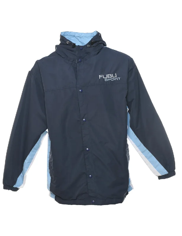 Relaxed Pants Navy Hooded Jacket - L