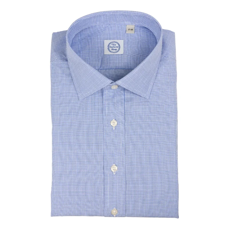 Smart Casual Blue Prince of Wales Spread Collar Dress Shirt