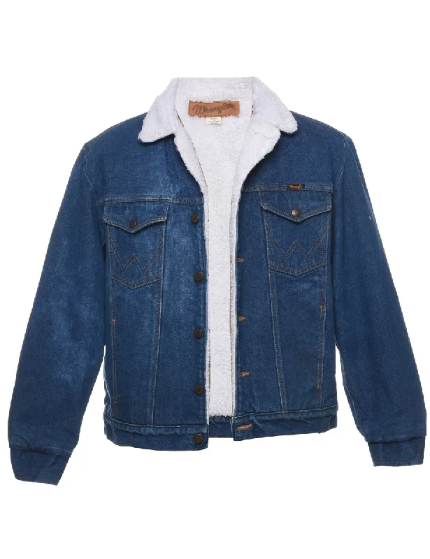 Smart Casual Wear Wrangler Shearling Denim Jacket - M