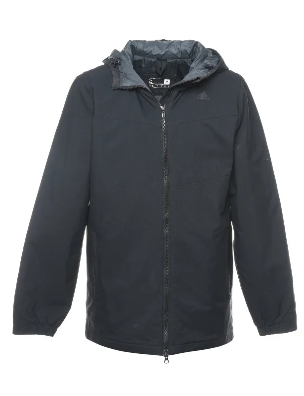 Street Style Adidas Hooded Black Jacket - S
