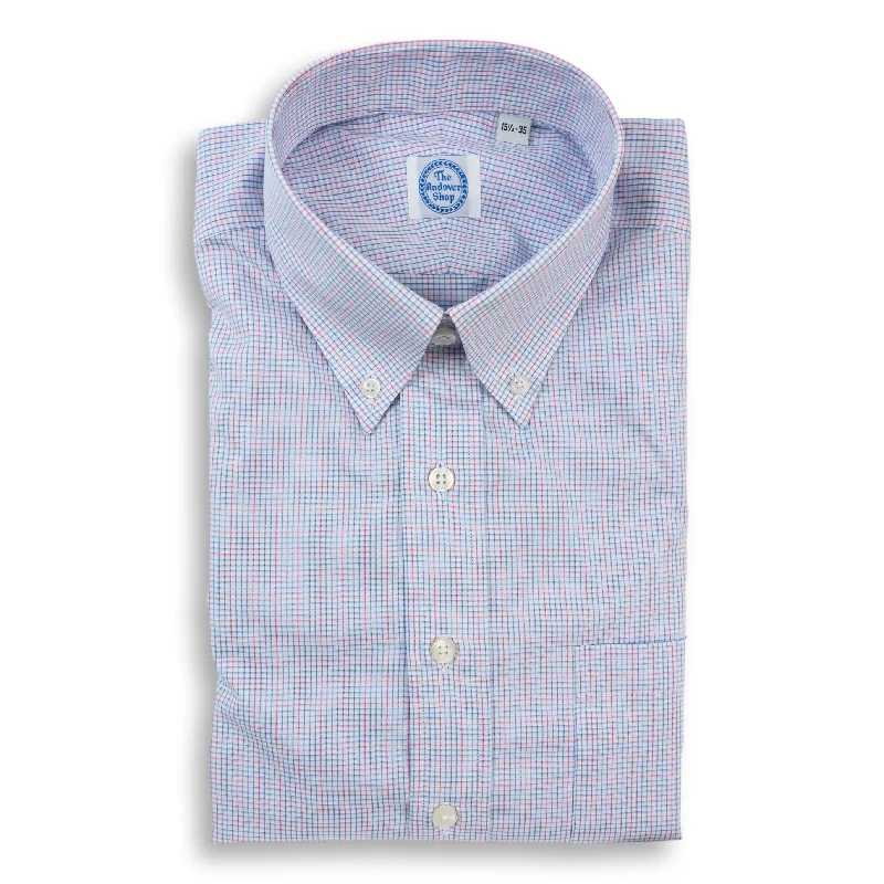 Relaxed Fits Red and Blue Graph Check Button Down Dress Shirt