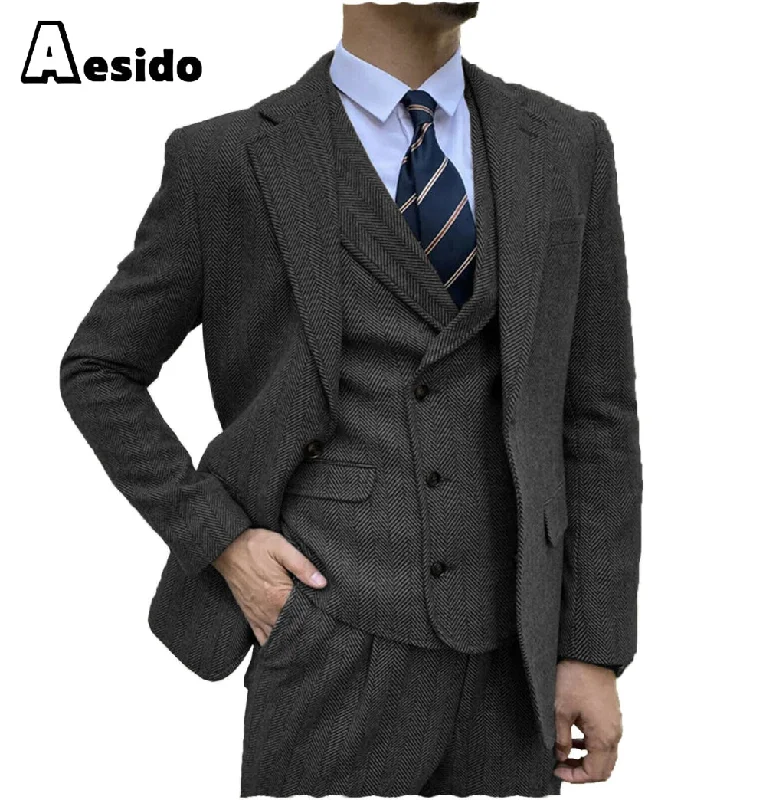 Cozy Essentials Men's Suit 3 Piece Notch Lapel Blazer（Blazer+Vest+Pants）