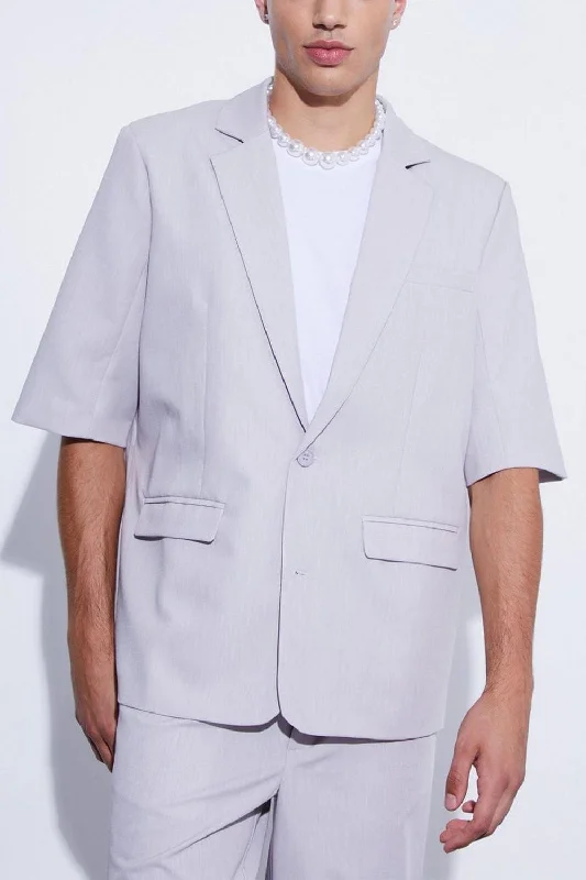 Lounge Wear Summer Casual Notch Lapel Men's Suit (Blazer+Shorts)