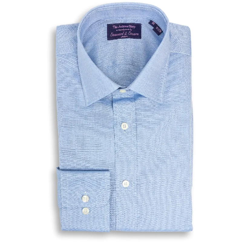 Basic Fashion Blue Chambray Spread Collar Dress Shirt