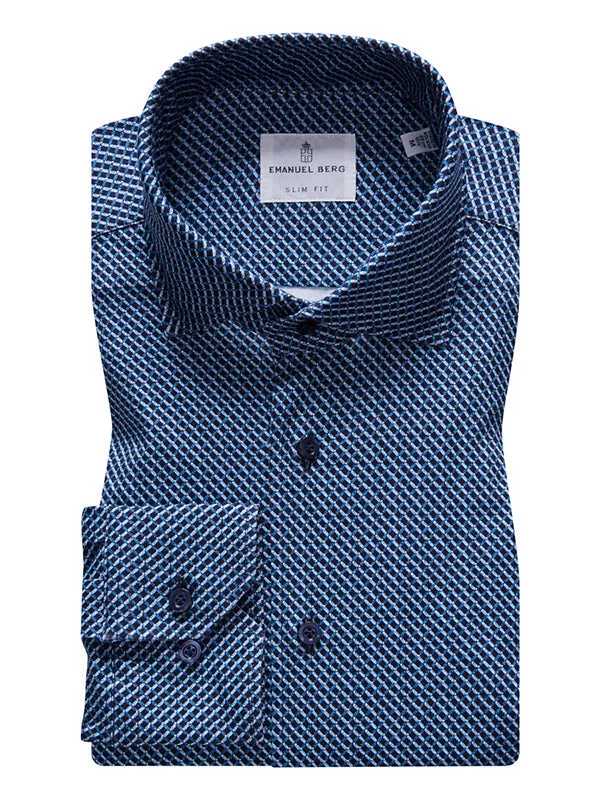 Laid-Back Style Modern 4Flex Stretch Knit Shirt SF18240 Dark Blue
