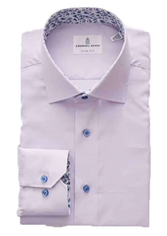 Sporty Look Solid Oxford Mauve Sport Luxury Shirt with Contrast
