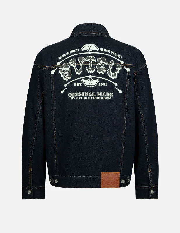 Lightwear Options Logo and Seagull Print Loose Fit Denim Jacket