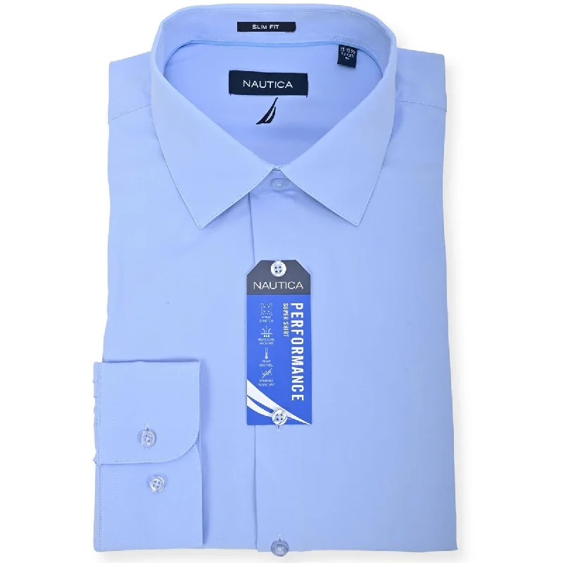 Modern Casuals Nautica Mens Solid Wrinkle Resistant Button-Down Shirt