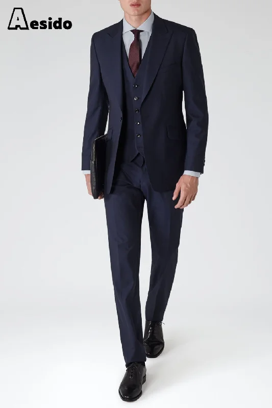 Modern Style 3 Piece Business Casual Peak Lapel Men's Suit (Blazer+Vest+Pants)