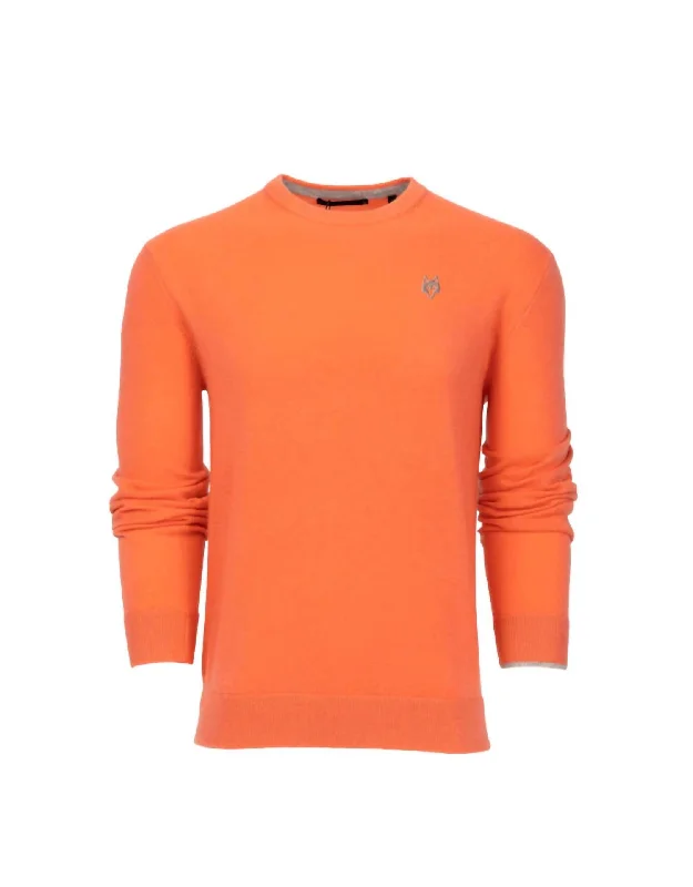 Easy Fashion Tomahawk Cashmere Crewneck Sweater In Coral