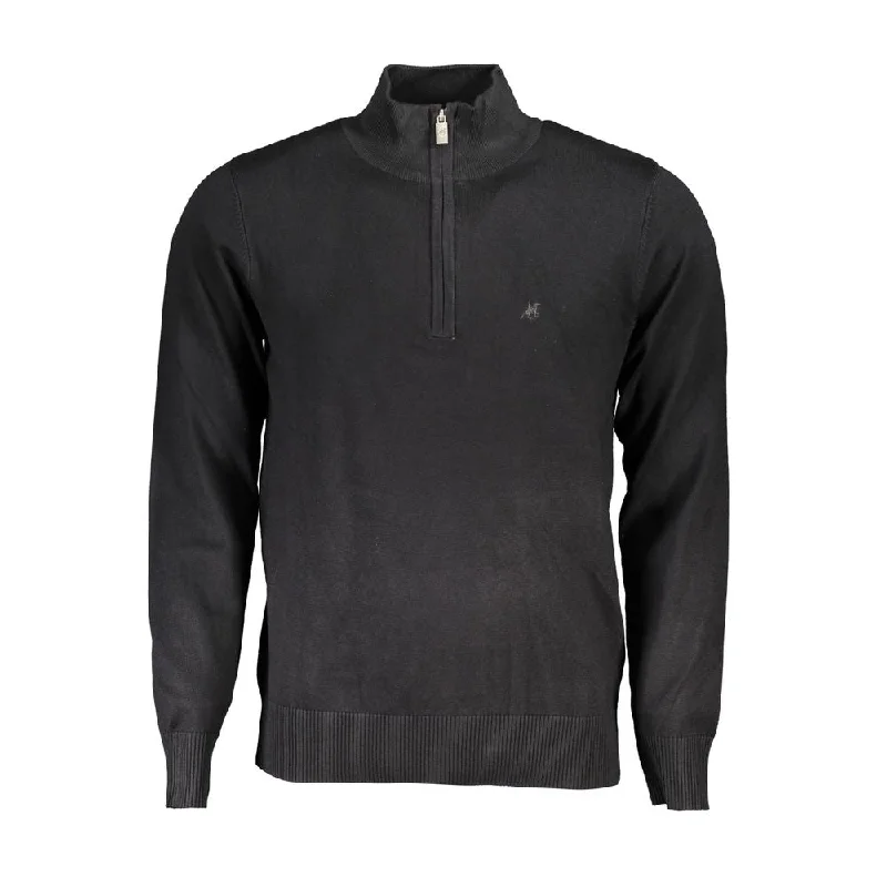 Casual Outfit U.S. Grand Polo Elegant Half Zip Sweater with Embroidery Men's Detail