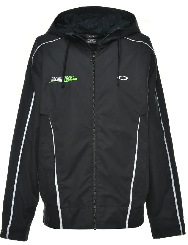 Laid-Back Style Hooded Black Jacket - M
