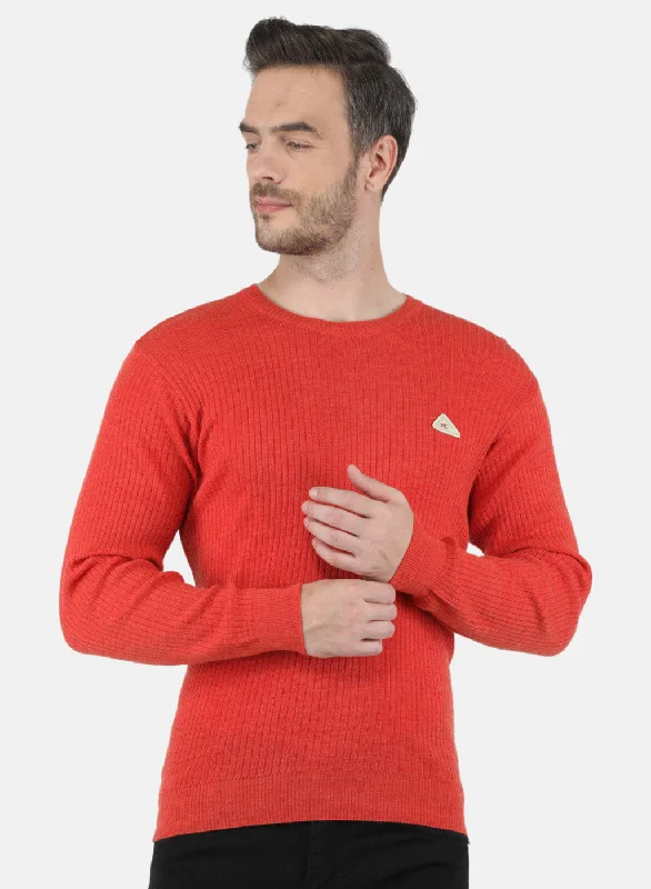 Soft T-Shirts Men Orange Solid Pullover