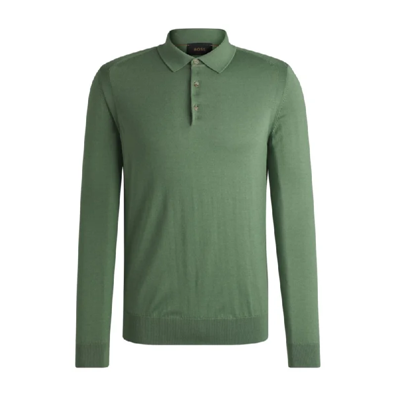 Sporty Styles Regular-fit polo sweater in wool, silk and cashmere
