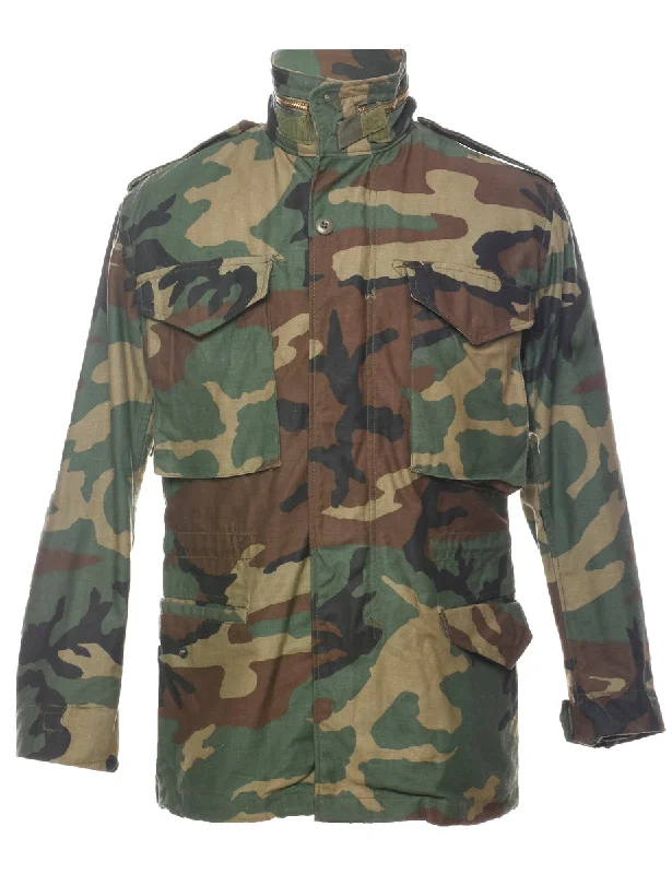 Versatile Outfits Woodland Camouflage Print Military Jacket - XS