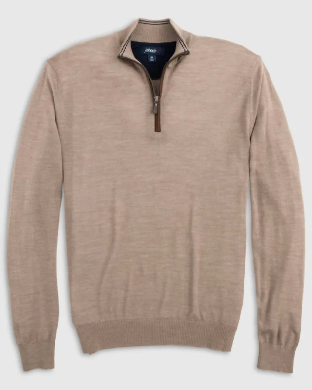 Sporty Wardrobe Baron Half Zip Wool Blend Sweater In Oatmeal