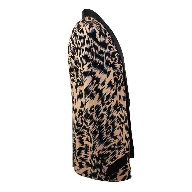 Trendy Comfort Light Orange And Black Fur Pattern Suit Jacket