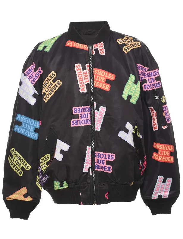 Casual Wear Zip Front Bomber Jacket - XL