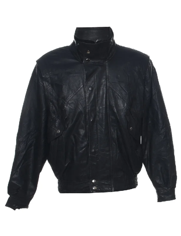 Fashion Comfort Black Leather Jacket - L