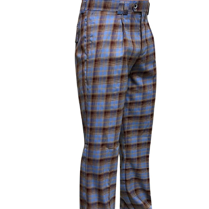 Casual Chic Antlia Collection: Blue Plaid Wide-Leg Pants