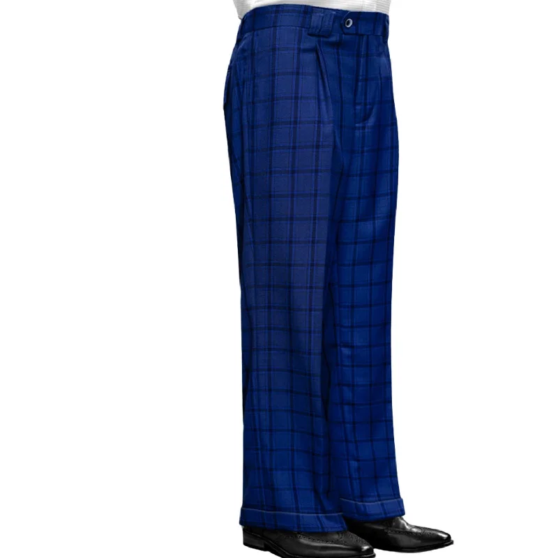 Smart Casual Antlia Collection: Sapphire Plaid Wide-Leg Pants