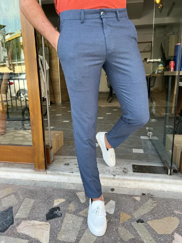 Bojoni Dover Blue Slim Fit Cotton Pants