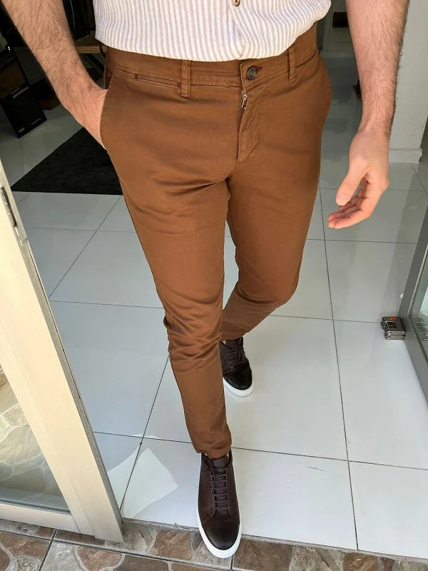 Bojoni Monterey Camel Slim Fit Cotton Pants