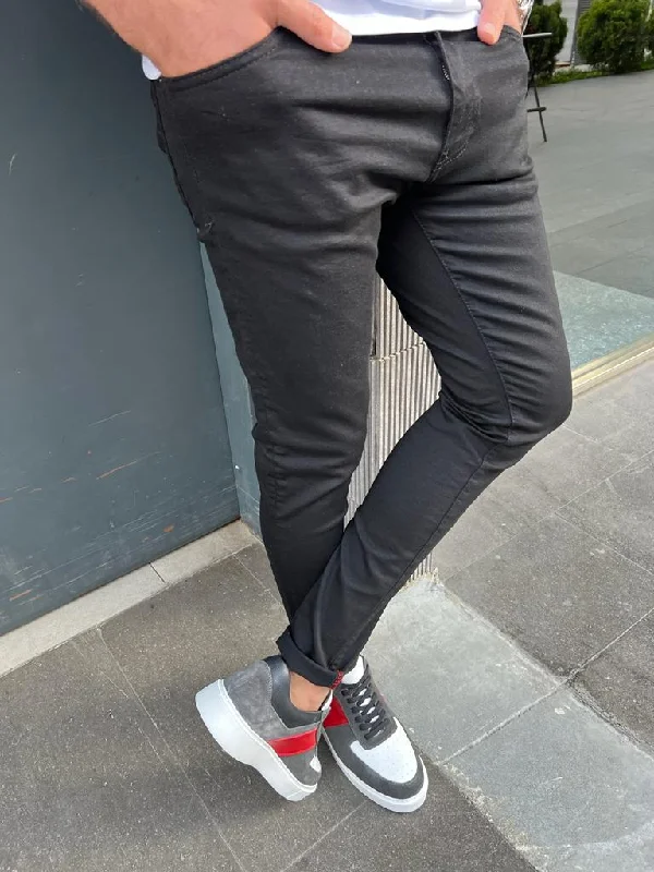 Minimalist Style Bojoni Veneta Slim Fit Lycra Black Pants