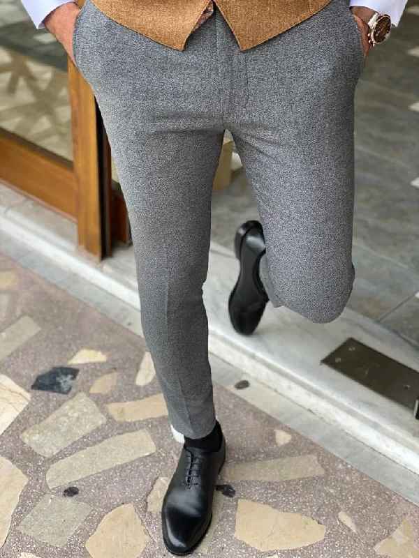 Bojoni Wilson Gray Slim Fit Wool Pants