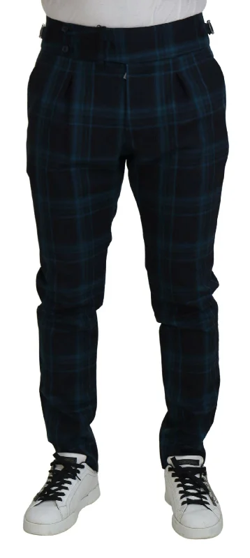 Versatile Outfits Dolce & Gabbana Elegant Plaid Wool Dress Men's Pants