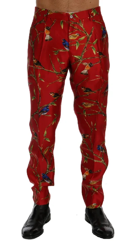Casual Essentials Dolce & Gabbana Elegant Silk Dress Trousers in  Bird Men's Print