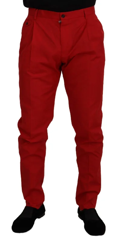 Outdoor Wear Dolce & Gabbana Elegant Slim Fit Crimson Men's Chinos