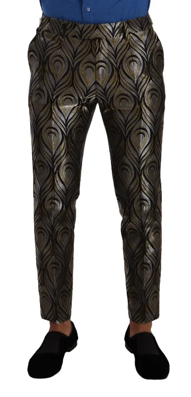 Premium Comfort Dolce & Gabbana Elegant Slim Fit Metallic Dress Men's Trousers
