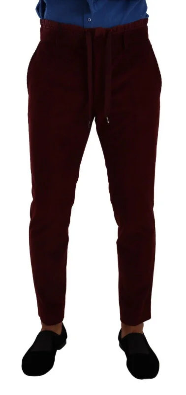 Smart Casual Dolce & Gabbana Elegant  Velvet Dress Men's Trousers